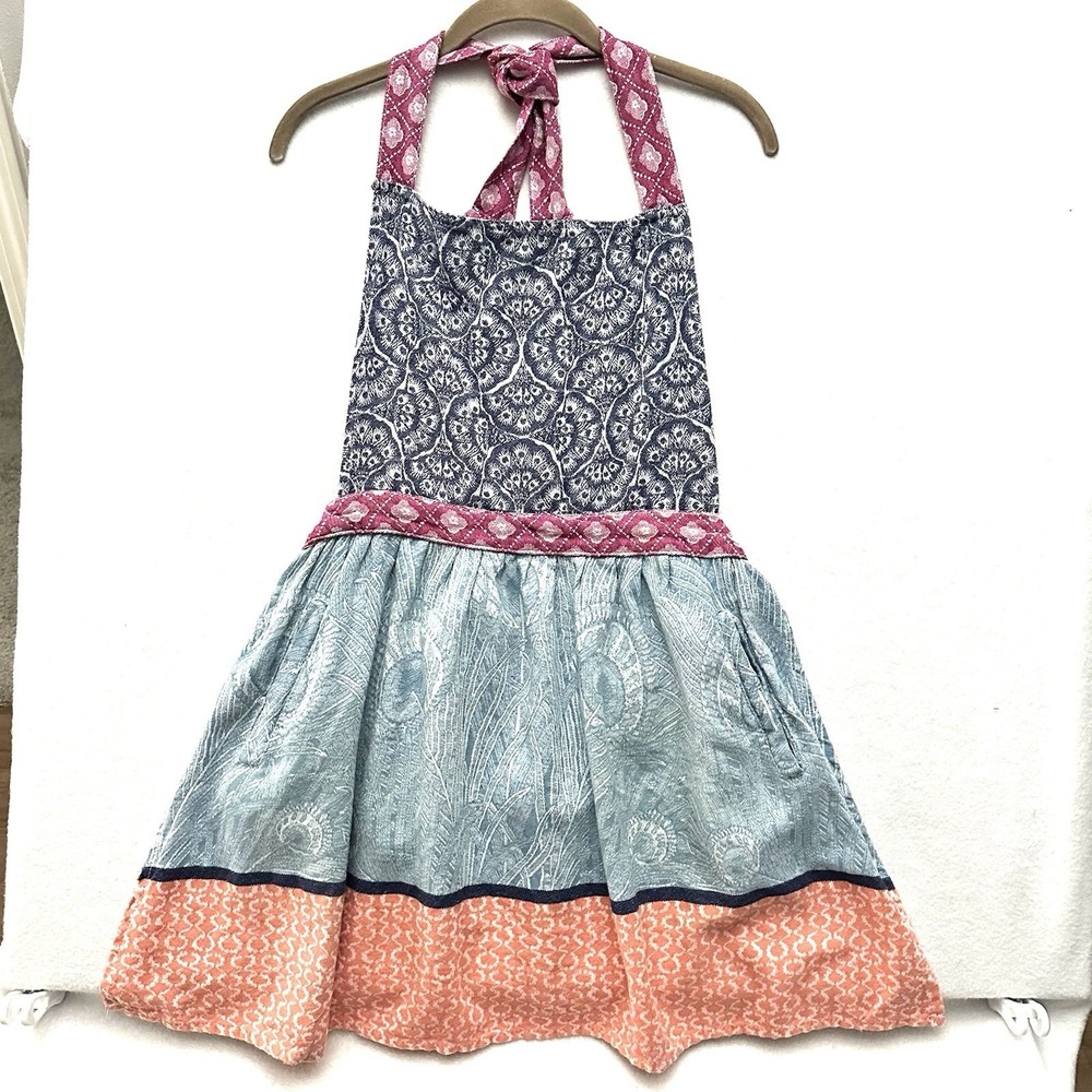 Liberty for Anthropologie RARE Jacquard-Woven Apron Pockets Neck And Back Tie